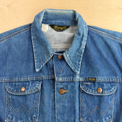 J- Vintage 70s Wrangler 4 Pockets Made In USA Denim Trucker Jacket - 46 Long (fits L)