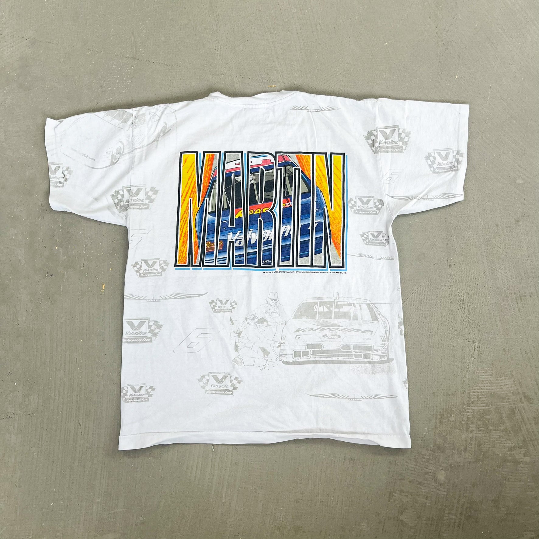 F- Vintage Nascar Valvoline Mark Martin Car Single Stitch Tee