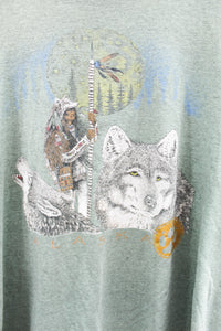 X - Vintage Single Stitch Alaska Wolf & Man Graphic Tee