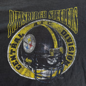 J- Vintage '95 Pittsburgh Steelers NFL Graphic Pro Player Made In USA Single Stitch Tee - XL