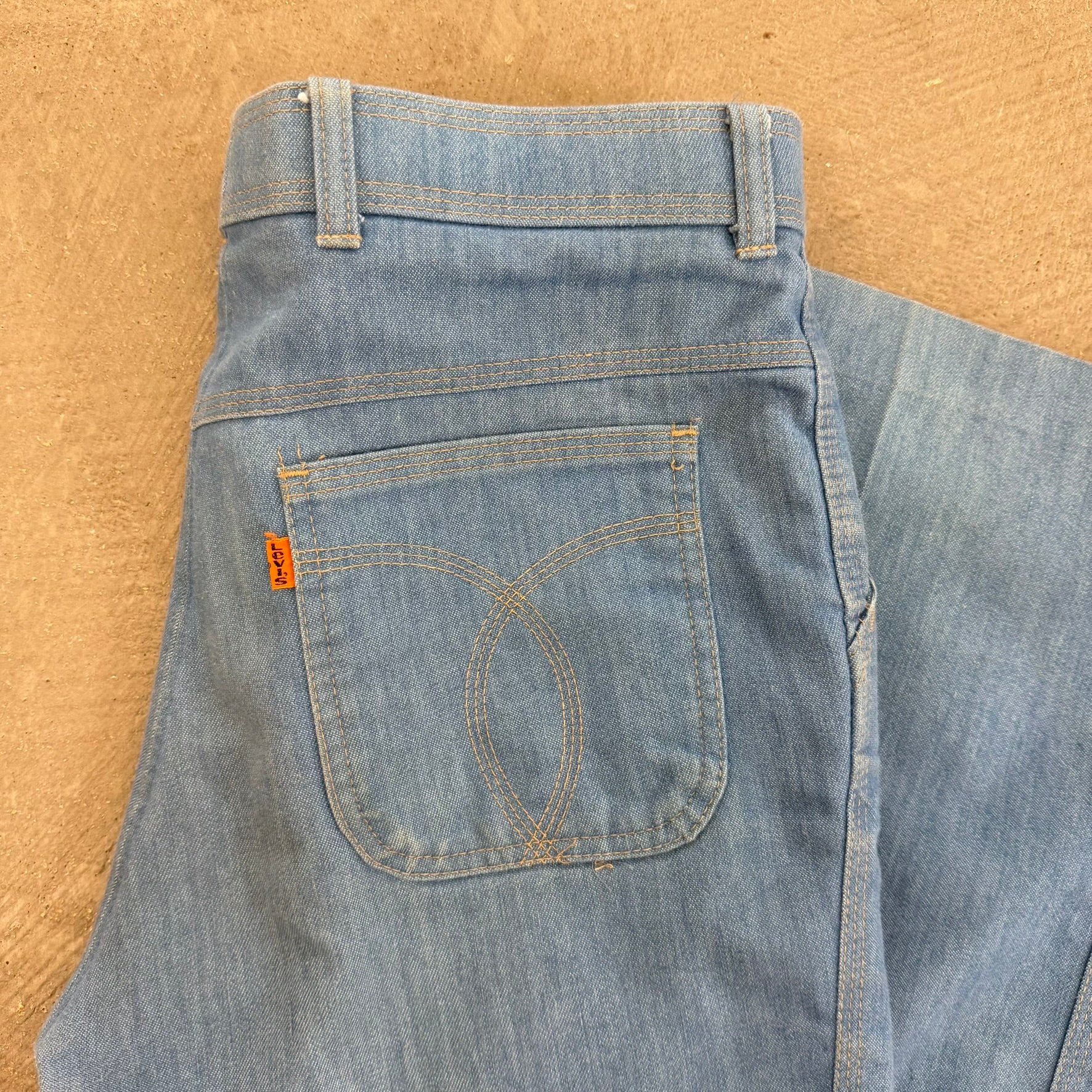 J- Vintage 70s Levi’s Orange Tab Action Slacks Light Blue Flare Pants - 33x31
