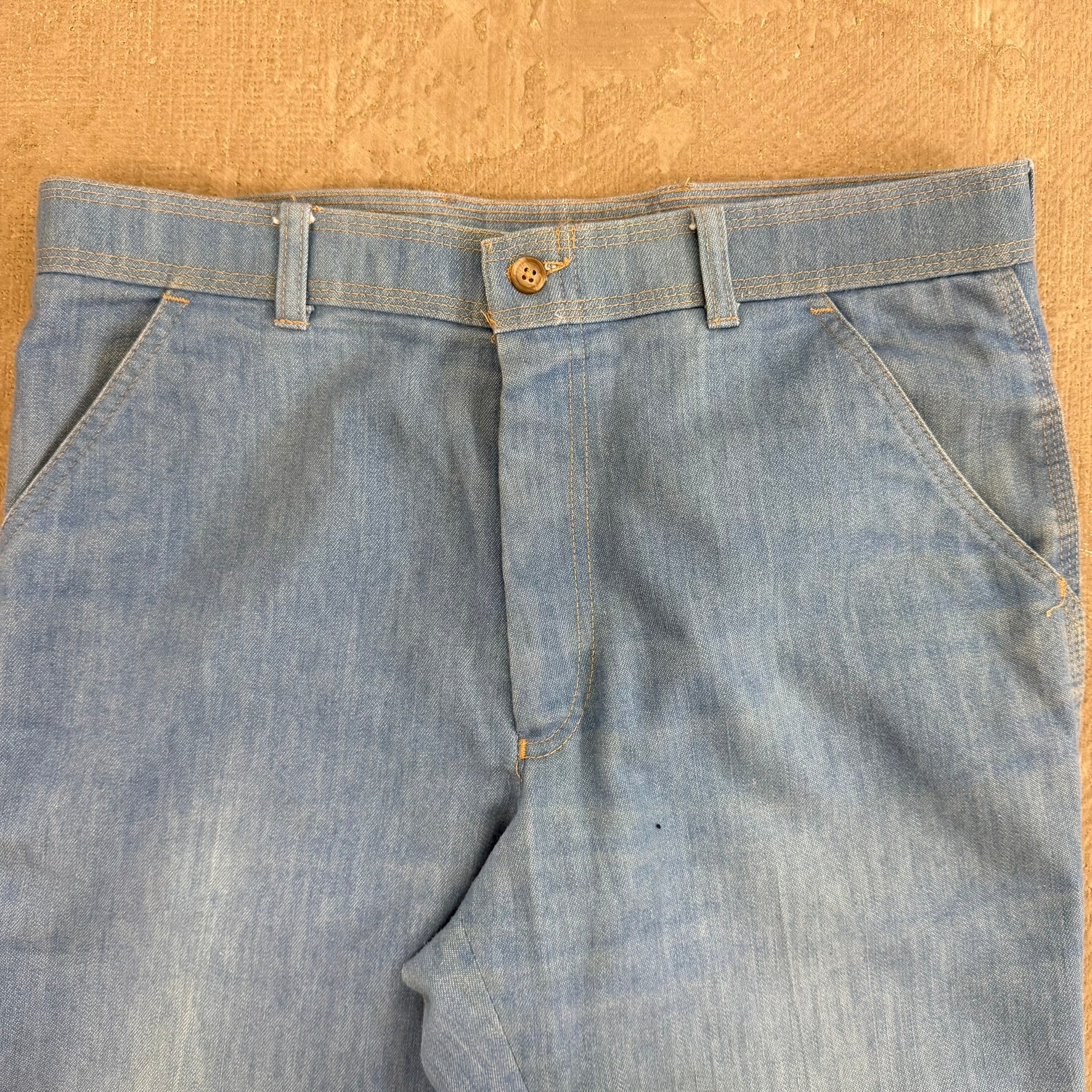 J- Vintage 70s Levi’s Orange Tab Action Slacks Light Blue Flare Pants - 33x31
