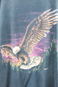 X - Vintage Single Stitch Eagle Flying Over Forest & Sunset Tee
