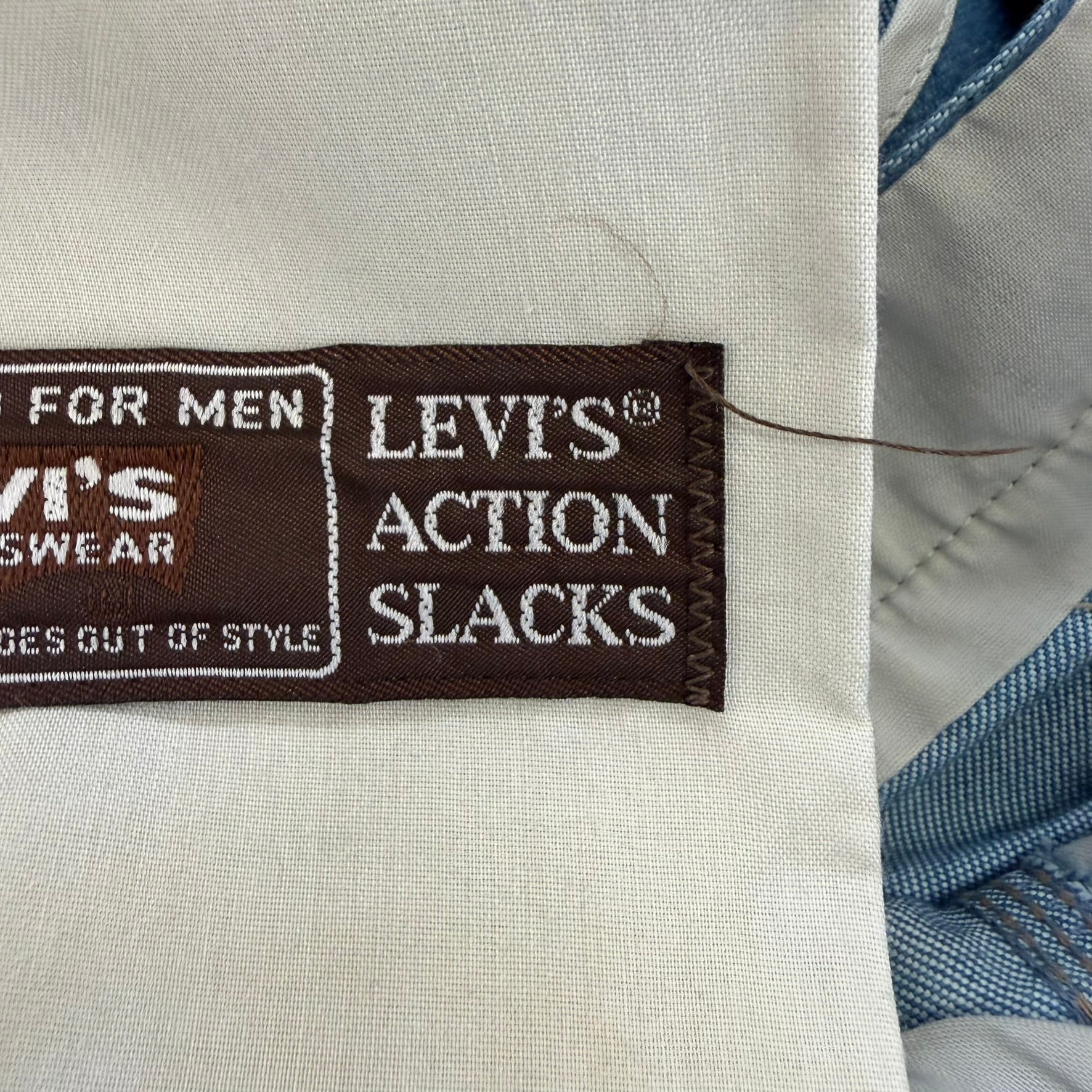 J- Vintage 70s Levi’s Orange Tab Action Slacks Light Blue Flare Pants - 33x31