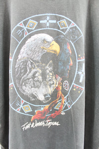 X - Vintage Single Stitch Forth Worth Texas Eagle & Wolf Graphic Tee