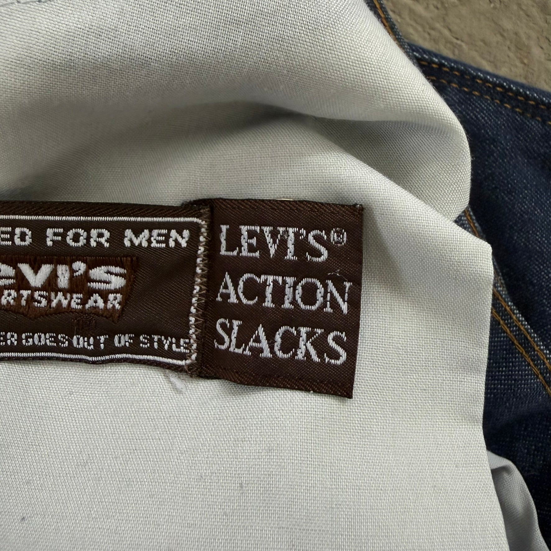 J- Vintage 70s Levi’s Action Slacks Straight Legs Denim Jeans - 36x29