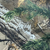 J- Vintage Stussy Embroidered Cursive Text Logo Real Tree Camo Hoodie - L