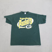 F- Vintage Green Bay packers NFL Logo 7 Text & Logo Tee