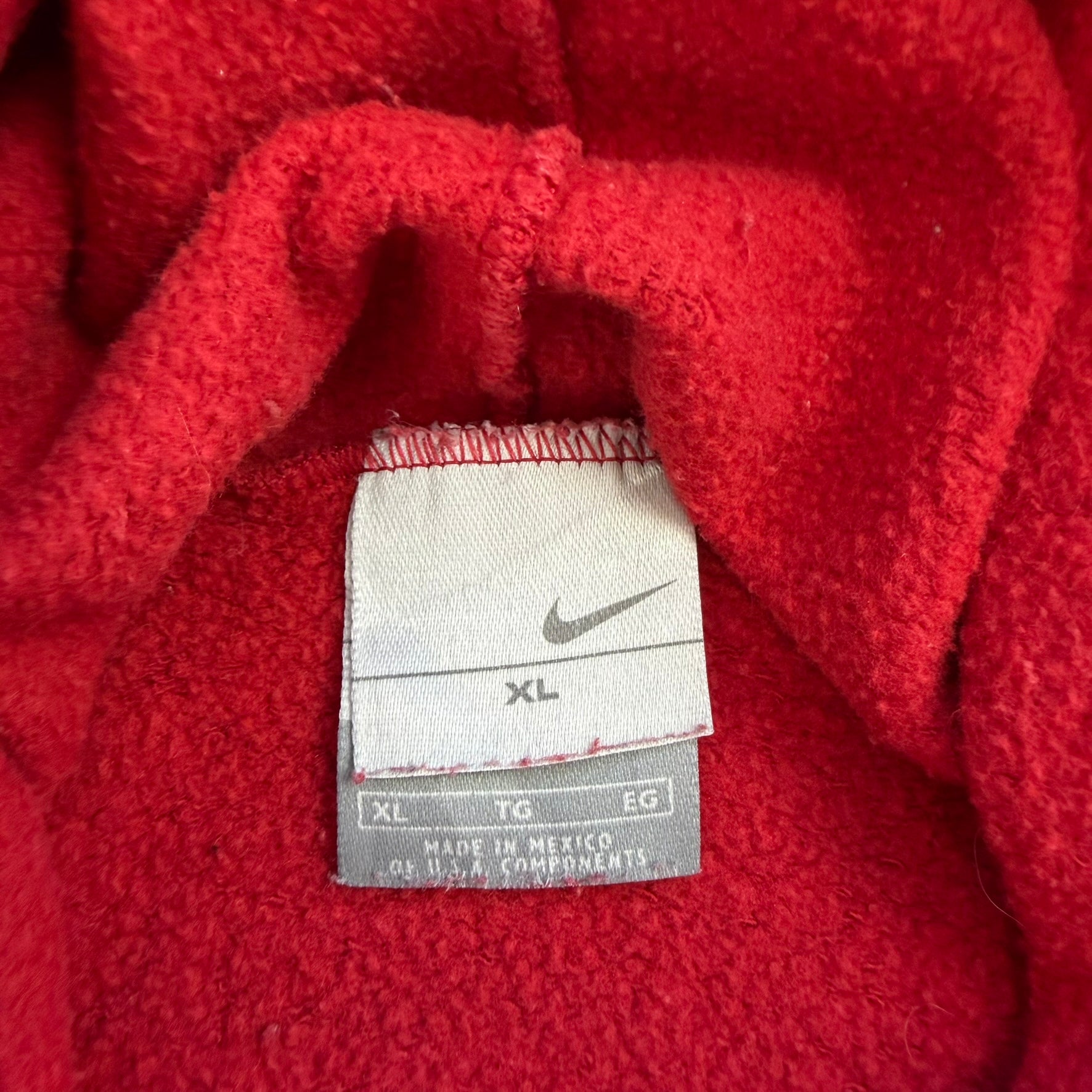 J- Vintage Nike Embroidered Center Swoosh Red Hoodie - XL