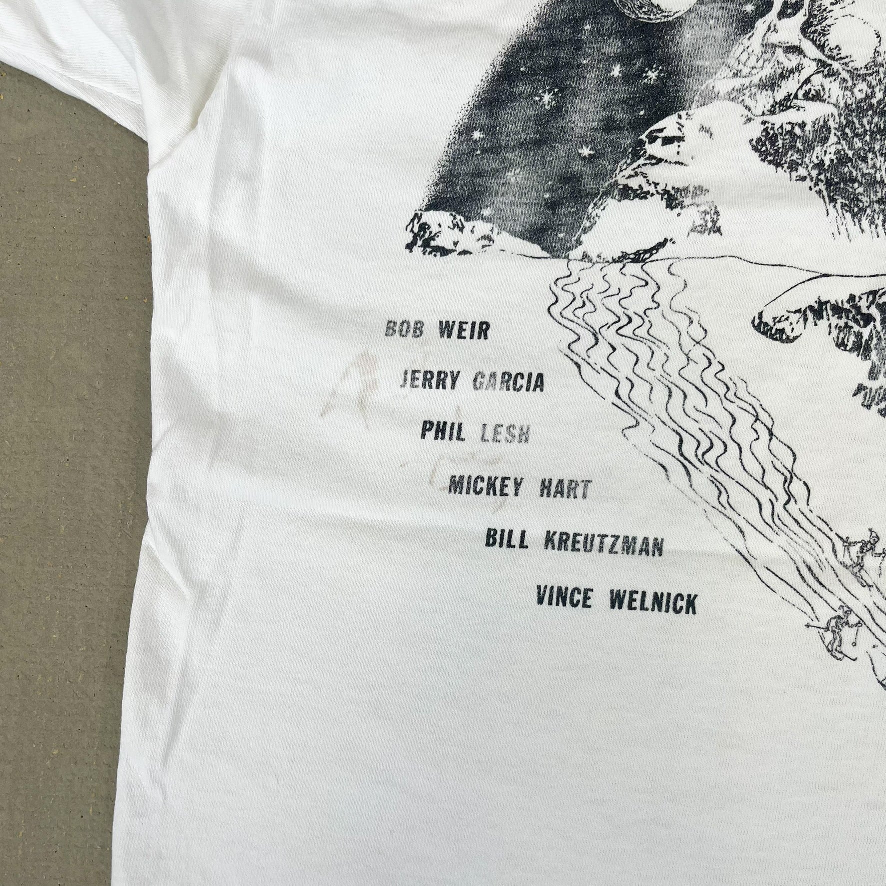 F- Vintage '91 Grateful Dead Skying Skeleton Graphic Single Stitch Tee