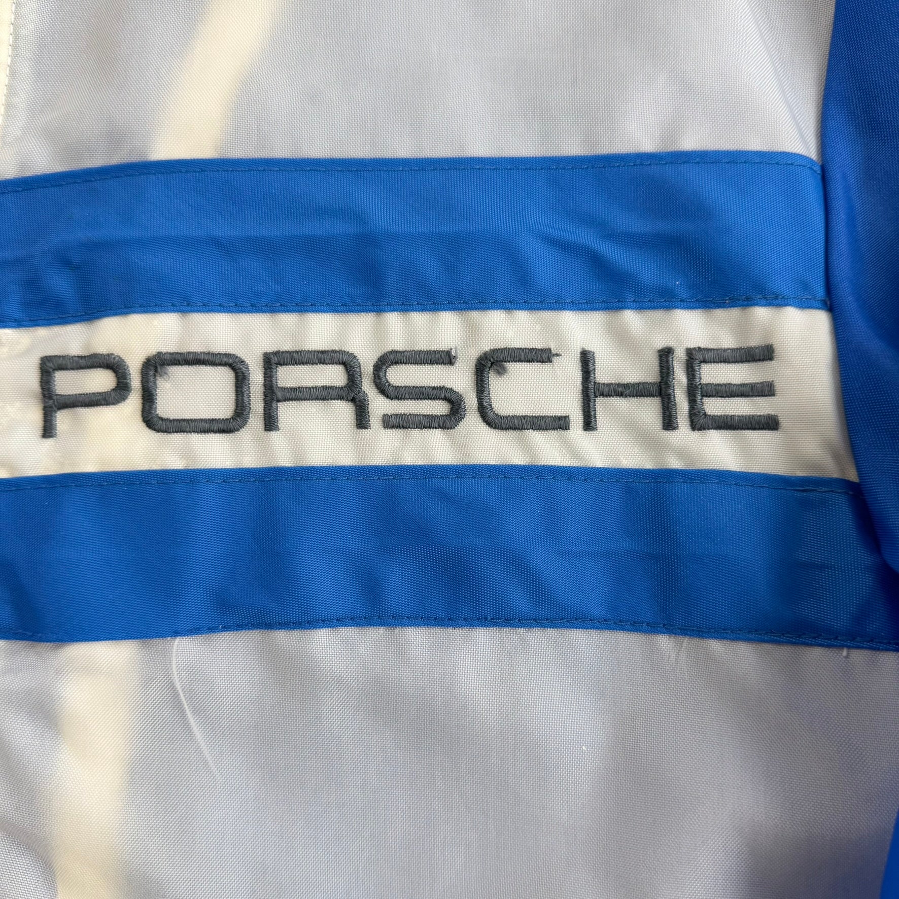 J- Vintage Porsche Embroidered Text Lightweight Zip Up Jacket - L