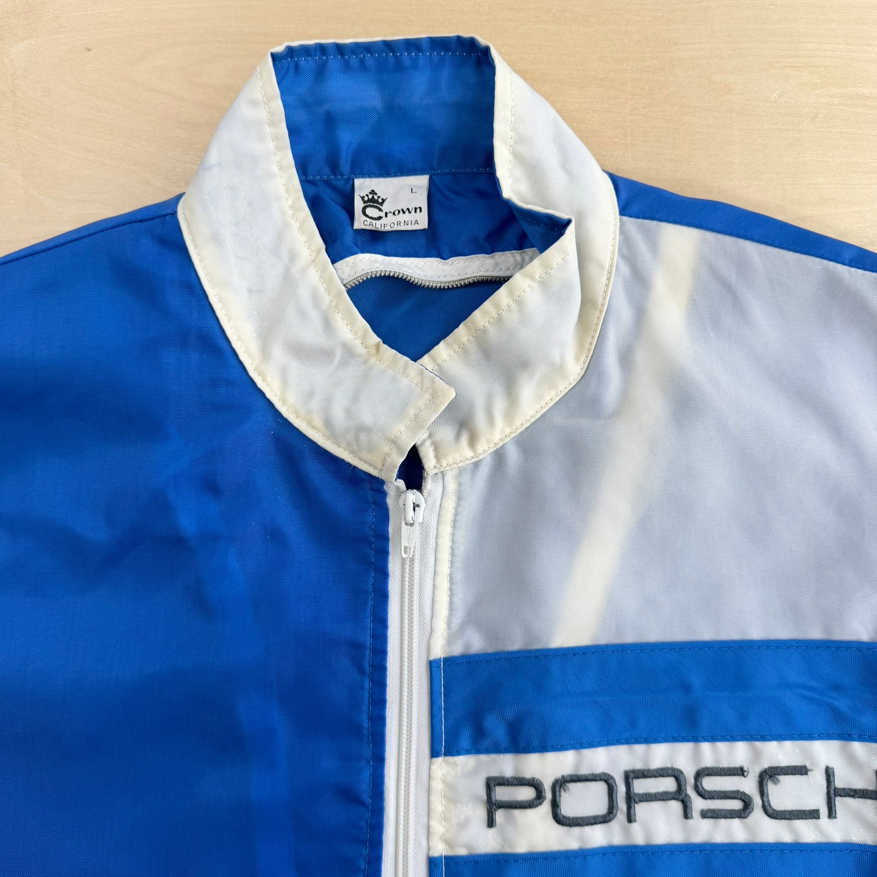 J- Vintage Porsche Embroidered Text Lightweight Zip Up Jacket - L