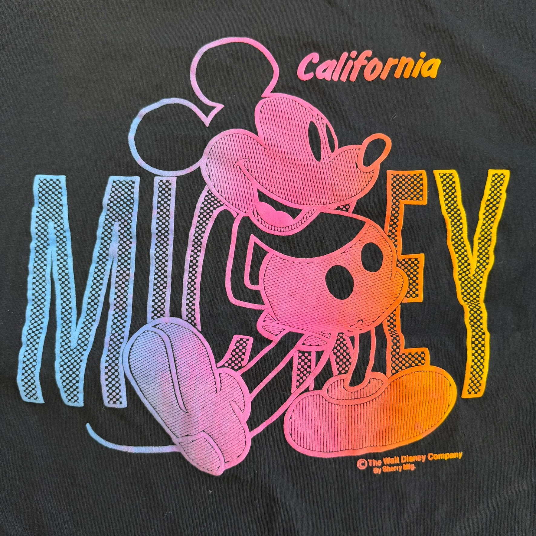 J- Vintage Walt Disney Mickey Mouse California Text & Graphic Made In USA Single Stitch Tee - XL