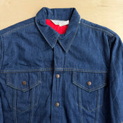 J- Vintage J.C Penny Quilt Lined Dark Blue Wash Trucker Denim Jacket - 41 (fits L)
