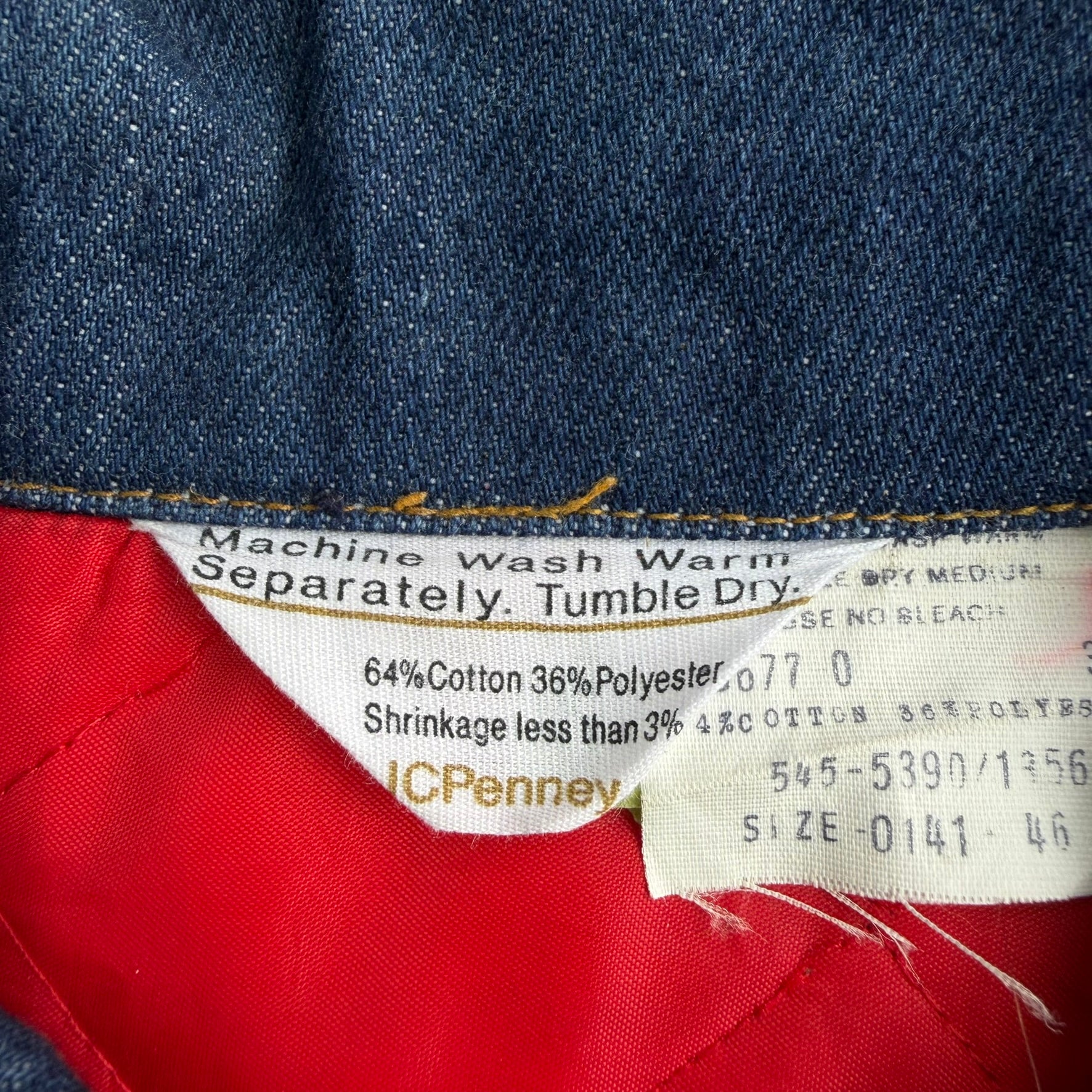 J- Vintage J.C Penny Quilt Lined Dark Blue Wash Trucker Denim Jacket - 41 (fits L)