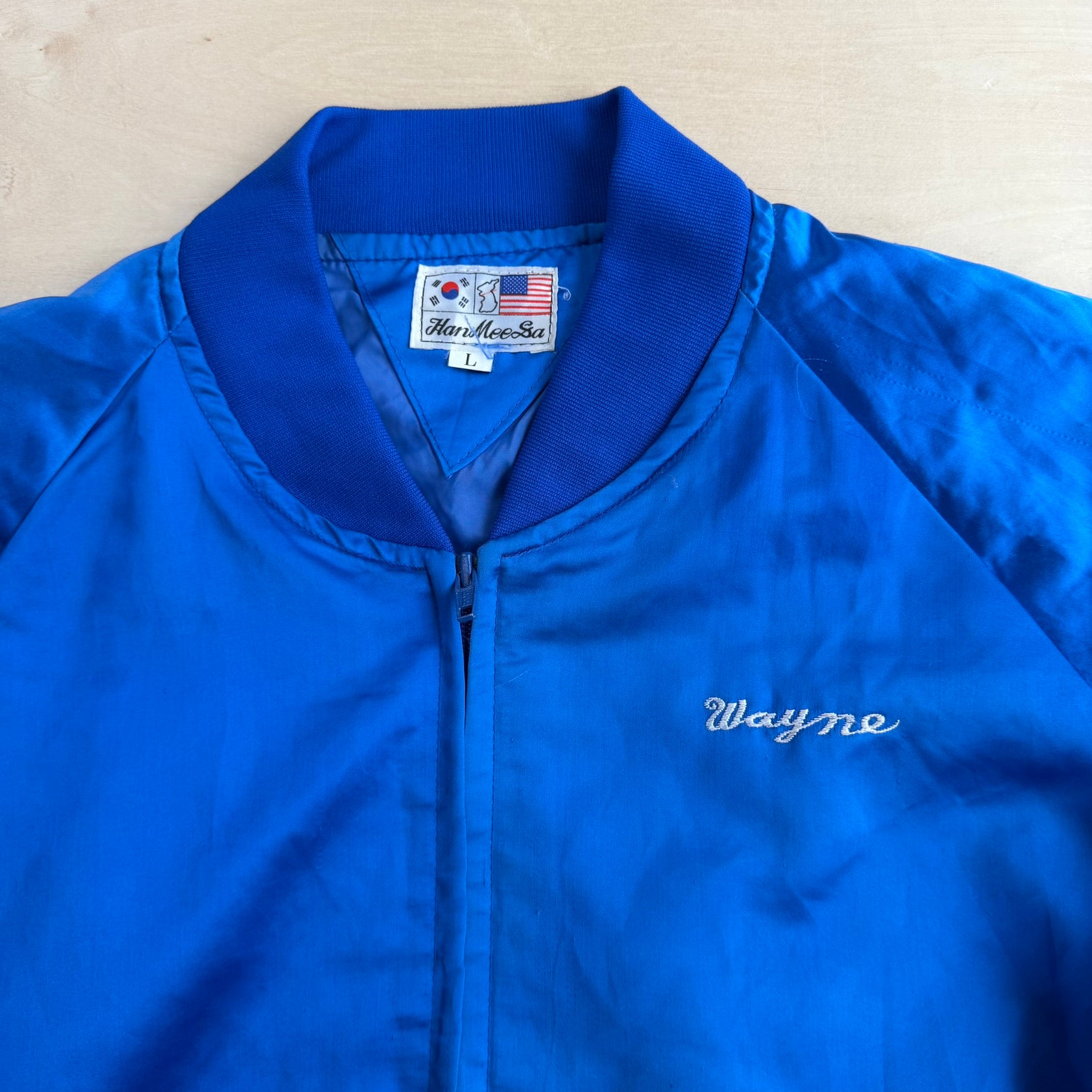 J- Vintage '86 Team Spirit Embroidered Dragons Satin Bomber Jacket - L