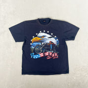 F- Vintage Rock Eagle Motorcycle & Eagles Single Stitch Tee
