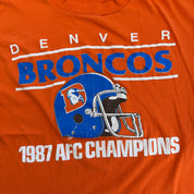 J- Vintage '87 Denver Broncos NFL AFC Champions Made In USA Single Stitch Tee - L
