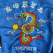 J- Vintage '86 Team Spirit Embroidered Dragons Satin Bomber Jacket - L