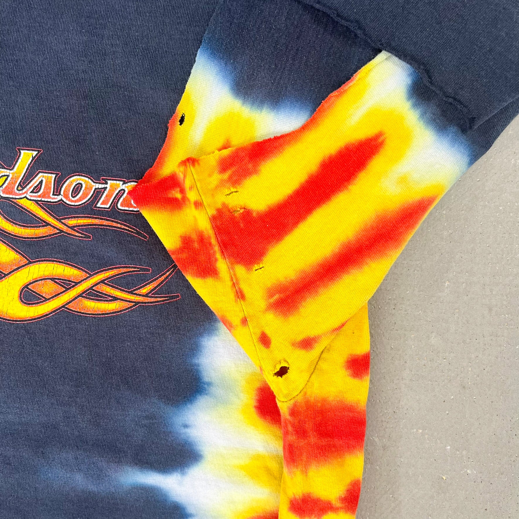 F- Vintage '03 Harley Davidson Rocklin Tie Dye Single Stitch Tee
