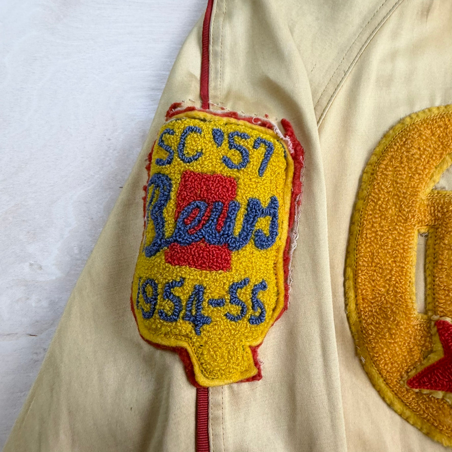 J- Vintage 1950's Queen's University Chenille Varsity Jacket - M