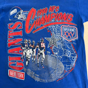 J- Vintage '90 New York Giants NFL NFC Champions Graphic Nutmeg Made In USA Single Stitch Tee - M