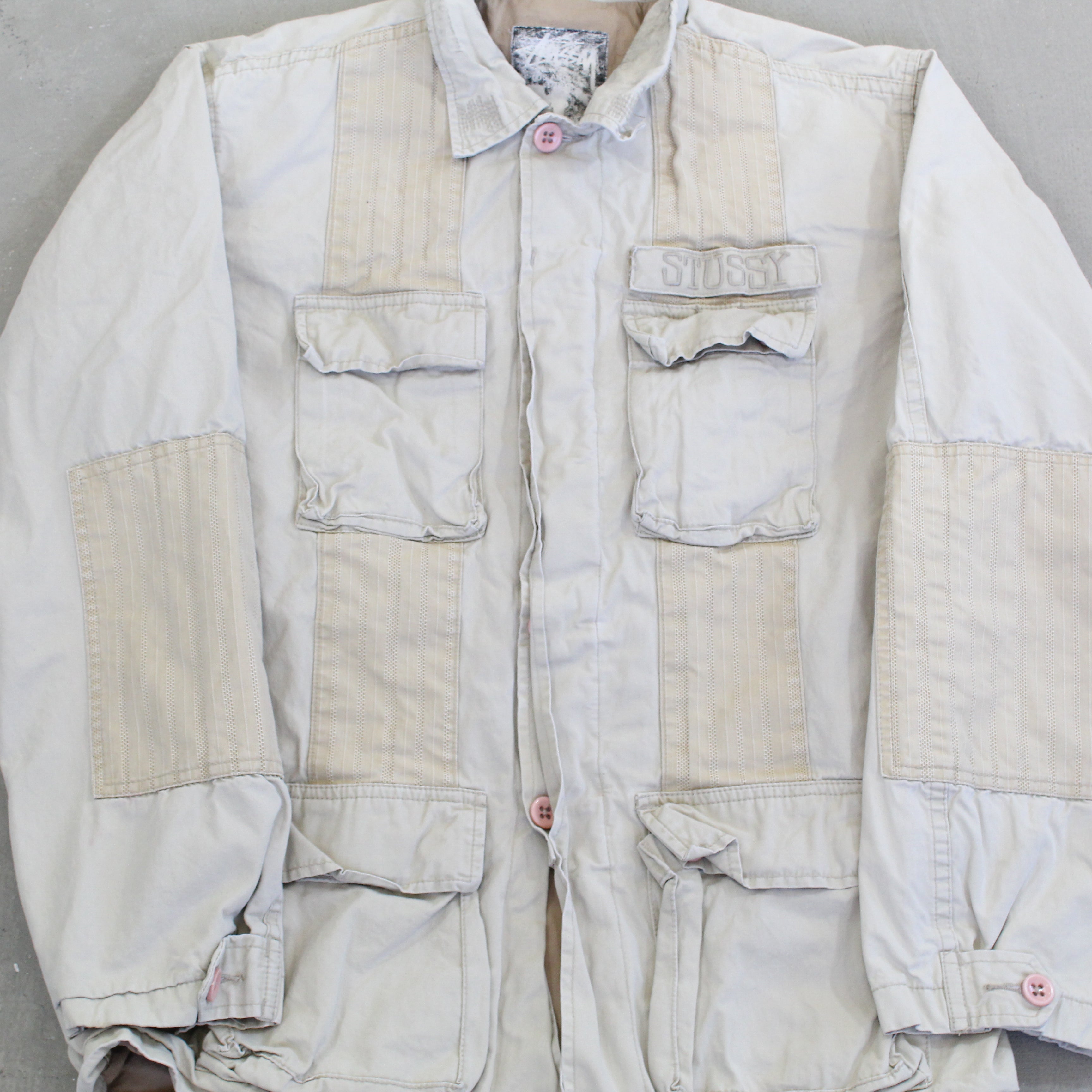 F- Vintage Stussy Cargo Military Jacket