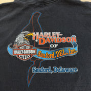 J- Vintage '00 Harley Davidson Seaford Delaware Wolf Graphic Made In USA Tee - L