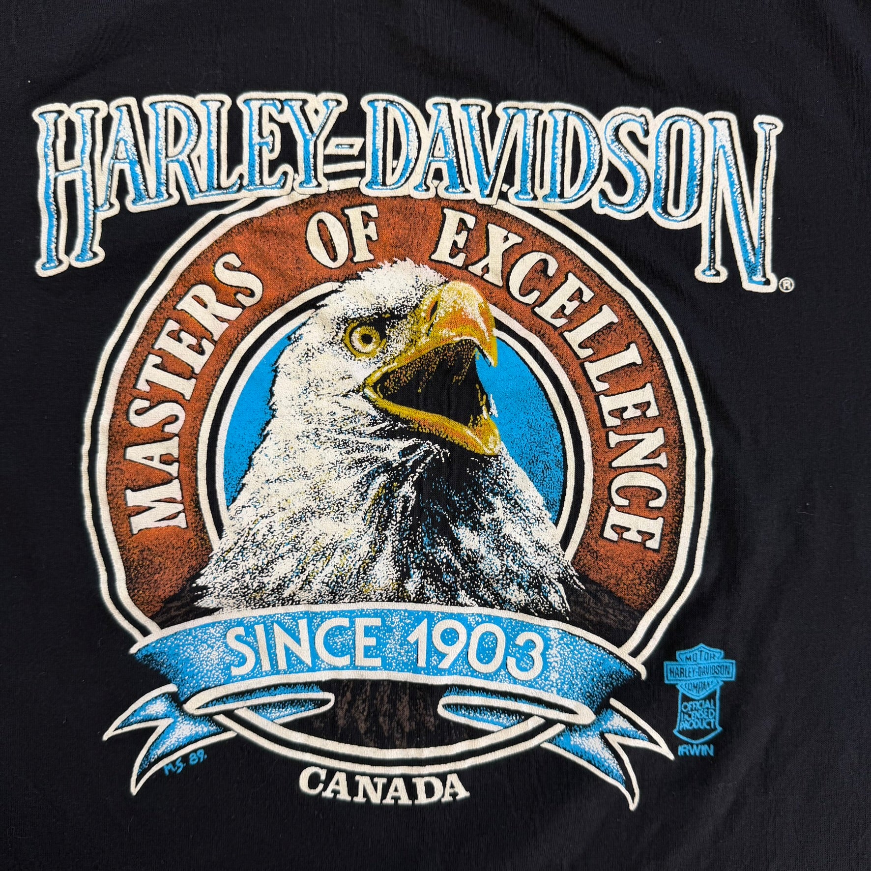 J- Vintage '89 Harley Davidson Canada Graphic Single Stitch Tee - M