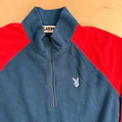 J- Vintage Playboy University Embroidered Logo Quarter Zip Polar Fleece - L