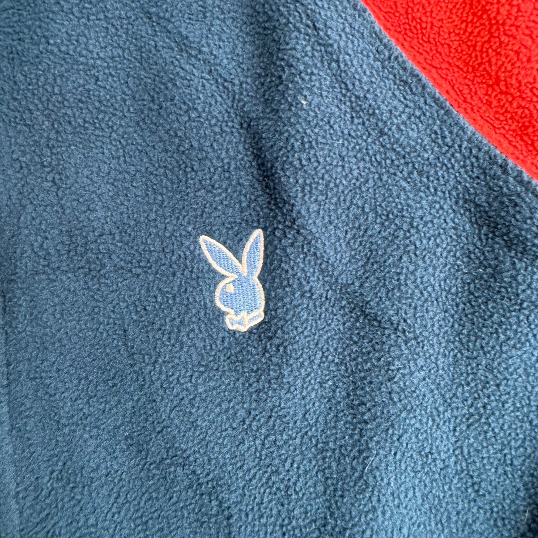 J- Vintage Playboy University Embroidered Logo Quarter Zip Polar Fleece - L