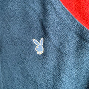 J- Vintage Playboy University Embroidered Logo Quarter Zip Polar Fleece - L