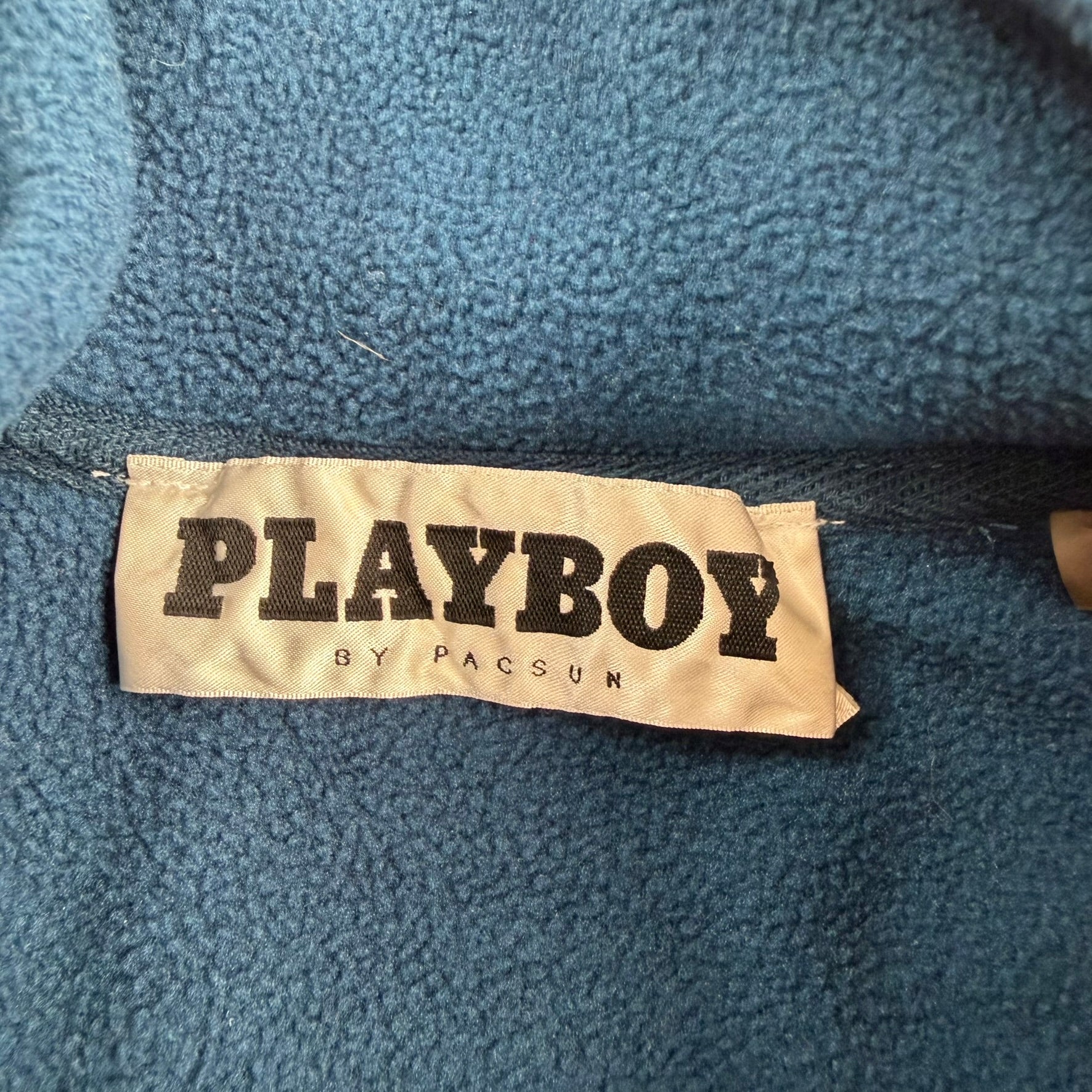 J- Vintage Playboy University Embroidered Logo Quarter Zip Polar Fleece - L