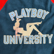 J- Vintage Playboy University Embroidered Logo Quarter Zip Polar Fleece - L