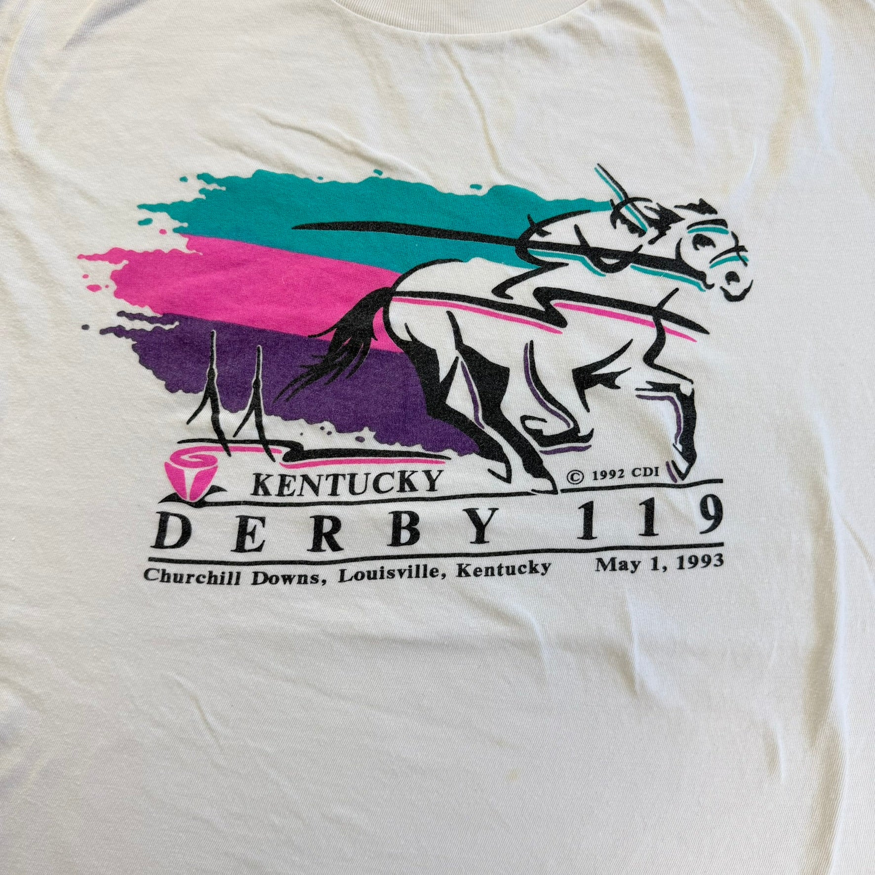J- Vintage '93 Kentucky Derby Graphic Made In USA Single Stitch Tee - XL