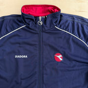 J- Vintage 90s Diadora Embroidered Text & Logo Zip Up Track Jacket - 40 (fits XL)