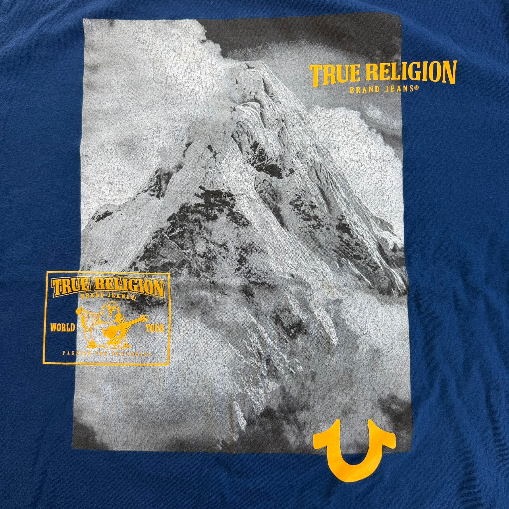 J- Vintage True Religion Mountain Picture & Logo Graphic Tee - L