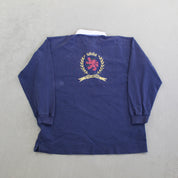 F- Vintage 90s Tommy Hilfiger Embroidered Logo & Crest Rugby Shirt
