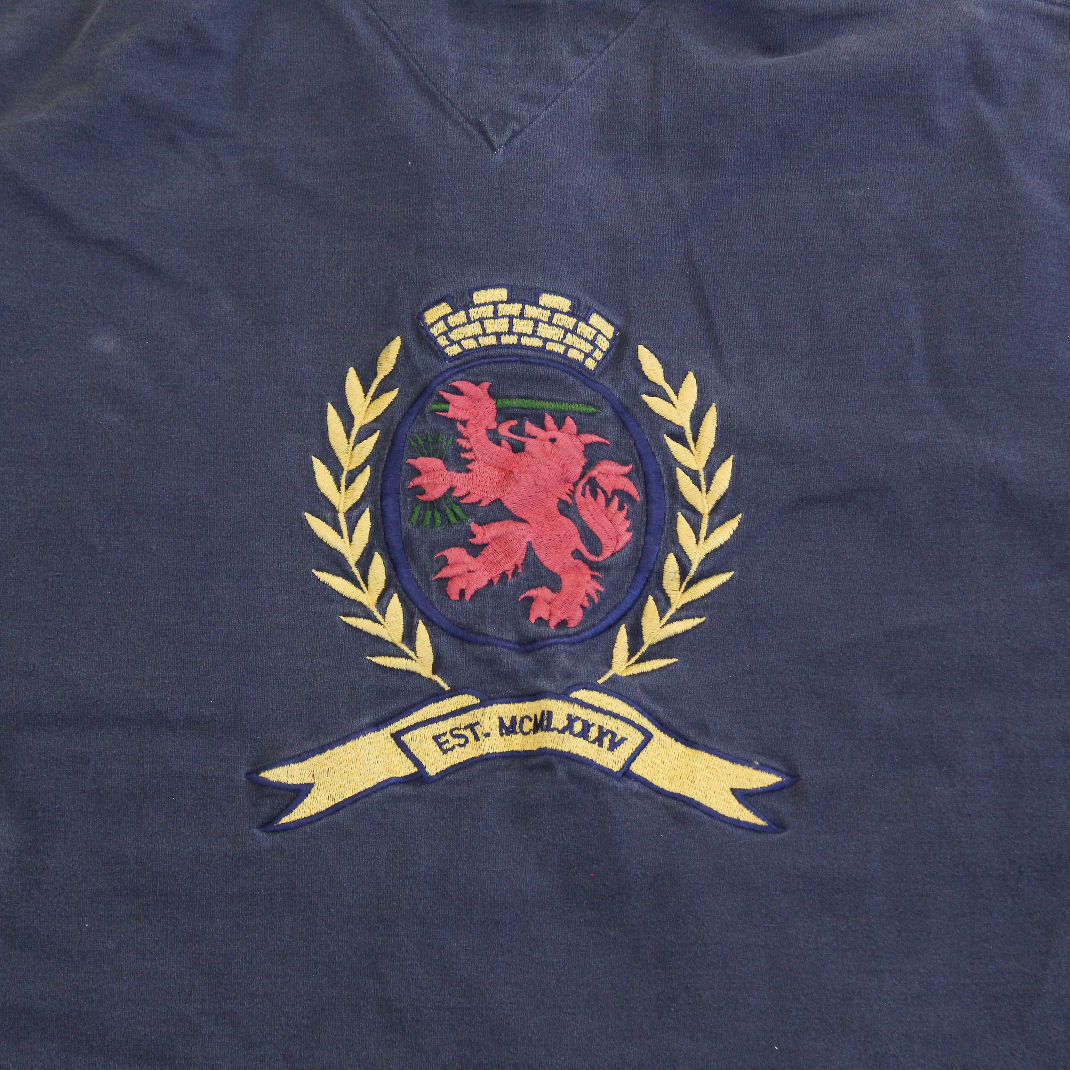 F- Vintage 90s Tommy Hilfiger Embroidered Logo & Crest Rugby Shirt