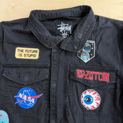 J- Vintage Stussy Zip Up Cargo Jacket w/ Custom Patches - XL