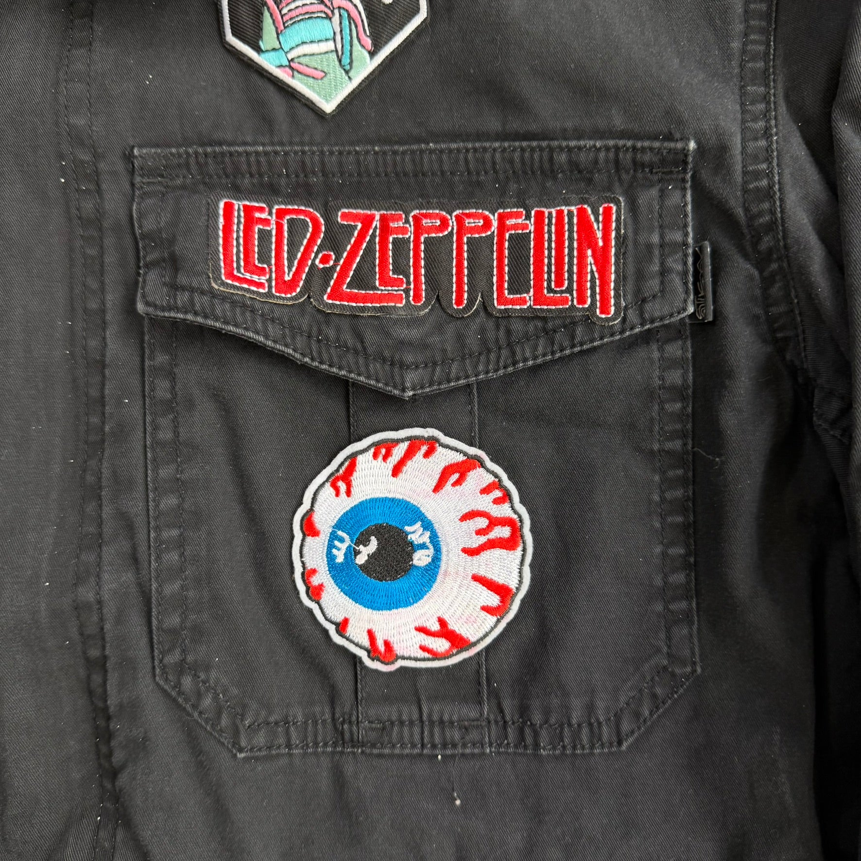 J- Vintage Stussy Zip Up Cargo Jacket w/ Custom Patches - XL