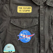 J- Vintage Stussy Zip Up Cargo Jacket w/ Custom Patches - XL