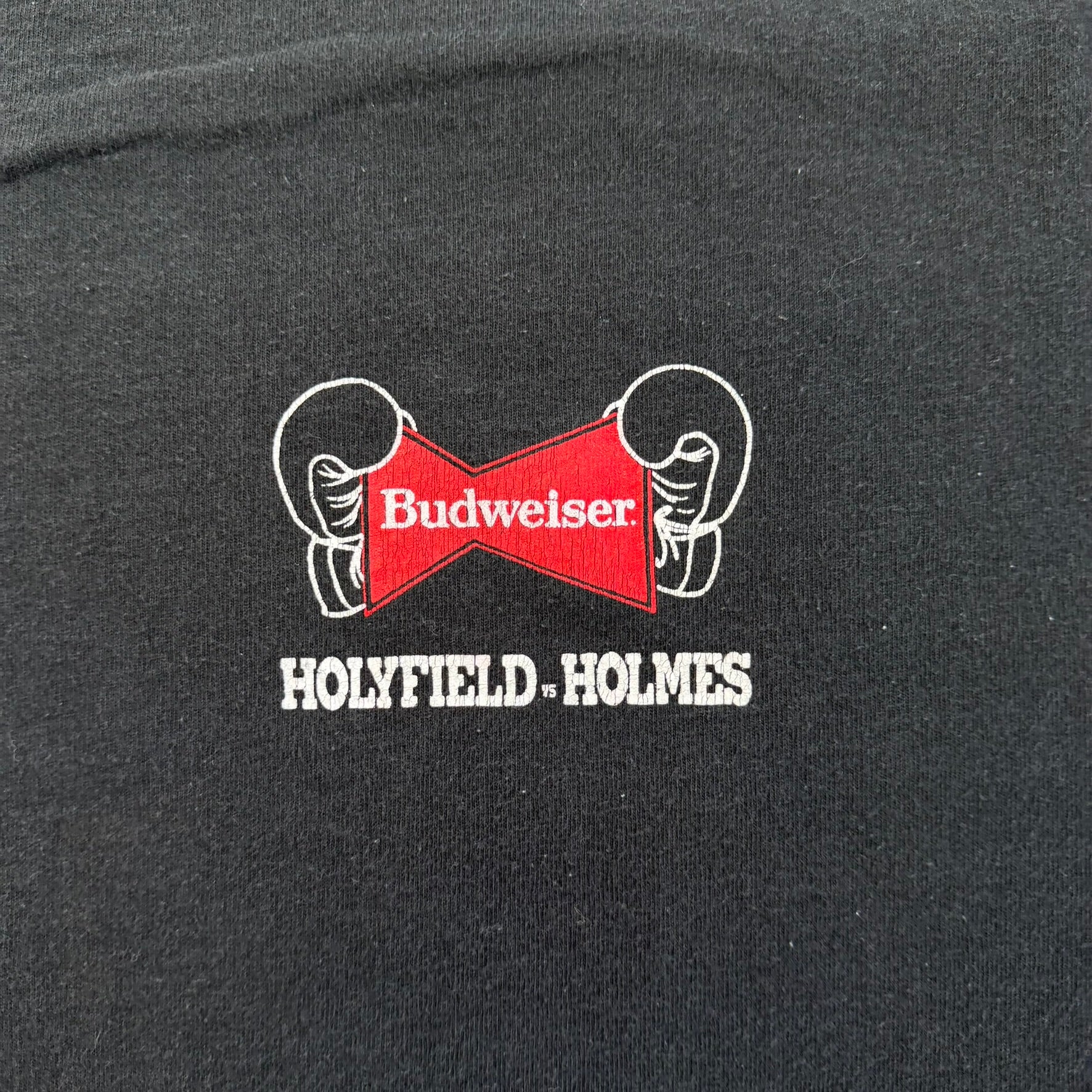 J- Vintage '92 Budweiser Evander Holyfield vs. Larry Holmes Boxing Fight Single Stitch Tee - XL