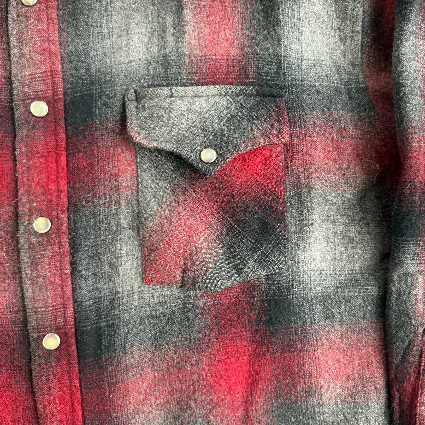 J- Vintage Pendleton Maroon/Black Plaid Wool Snap Button Down Shirt - XL