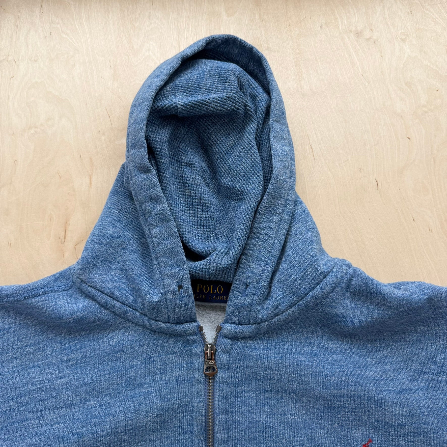 J- Vintage Polo Ralph Lauren Embroidered Logo Light Blue Pullover Hoodie - 3XL