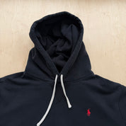 J- Vintage Polo Ralph Lauren Embroidered Logo Black Pullover Hoodie - L