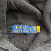 J- Vintage Polo Ralph Lauren Embroidered Logo Black Pullover Hoodie - L