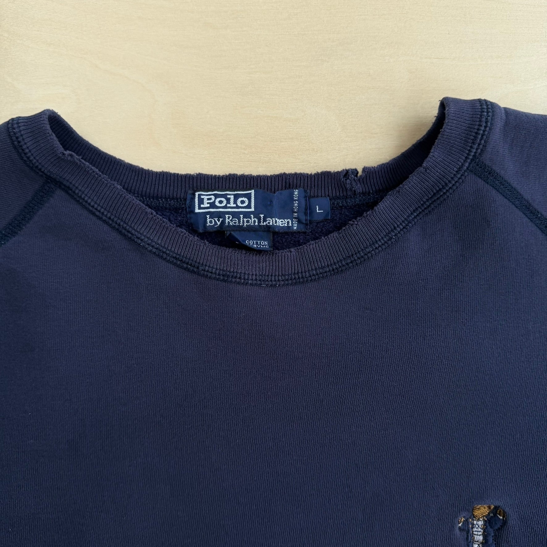 J- Vintage '92 Polo Ralph Lauren Embroidered Bear Crewneck - L