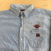 J- Vintage Hard Rock Cafe Hollywood Guitars Graphic Denim Button Down Shirt - XL