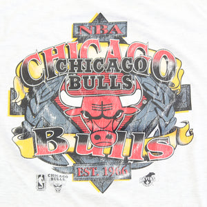 F- Vintage 90s Chicago Bulls NBA Raven Athletic Logo & Text Single Stitch Tee
